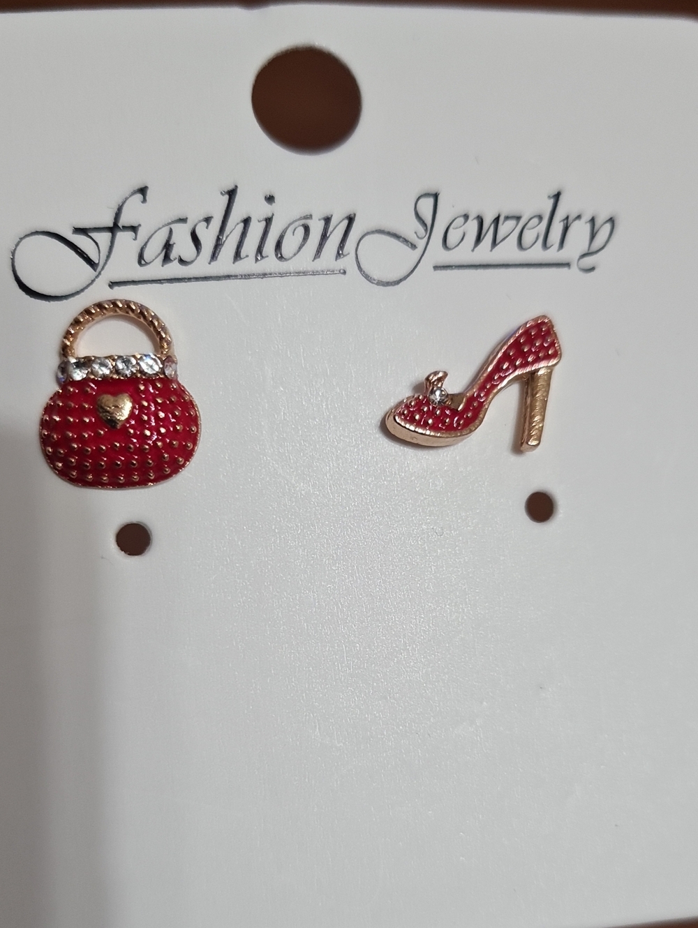 Fashion Jewelry Red Handbag & Red High Heel Stud Earrings
